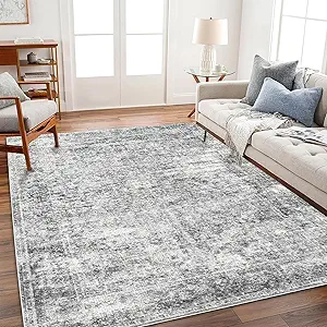 Washable Rug Gray Vintage Rug Traditional Floor Cover