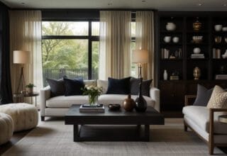 modern cozy dark living room