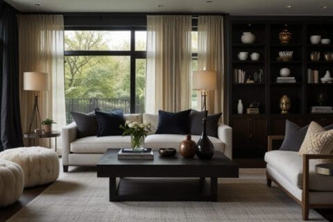 modern cozy dark living room