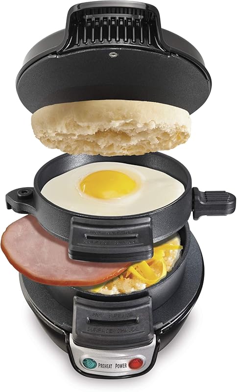 Hamilton Beach Breakfast Sandwich Maker with Egg Cooker Ring for Fast 