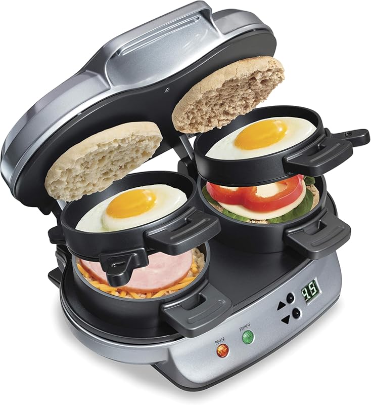 Hamilton Beach Dual Breakfast Sandwich Maker with Timer, Dishwasher Sa