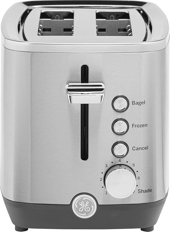 GE 2-Slice Stainless Steel Toaster with Wide Slots and Seven Shade Set