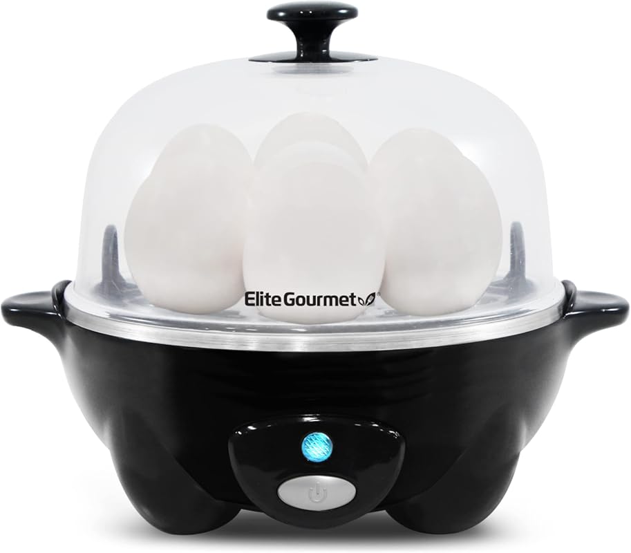 Elite Gourmet Rapid Egg Cooker. 7-Egg Capacity. Boils Eggs, Poaches, M