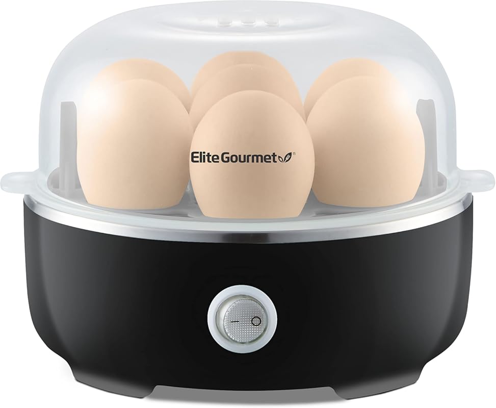 Elite Gourmet Easy Electric Egg Cooker. Boils Soft, Medium, Hard Eggs.