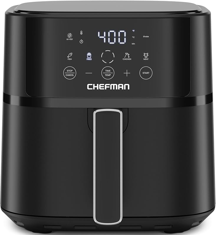 Chefman 6 Qt Compact Air Fryer: Touchscreen Controls, 4 Presets, Nonst