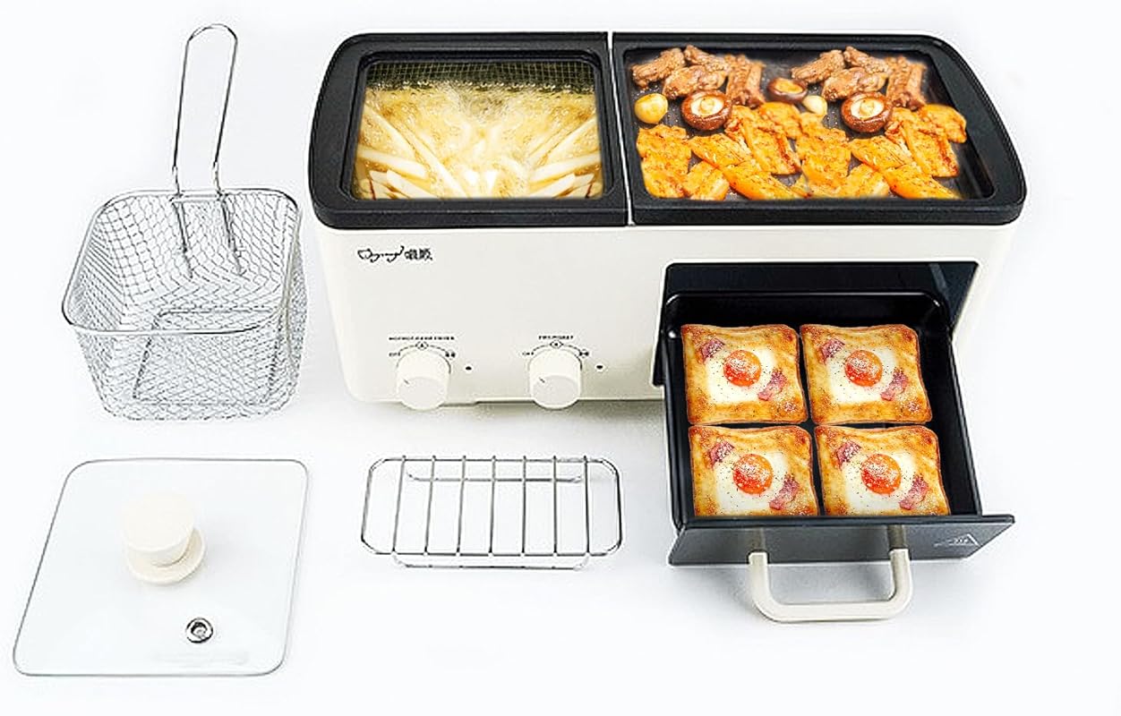 Yangming 4-in-1 Breakfast Station: Grill, Toast Drawer, Frying Basket,