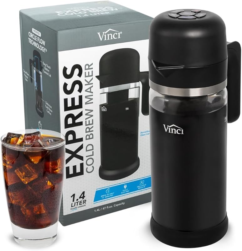 VINCI Electric Cold Brew Coffee Maker with 1.4 Liter Glass Carafe, 10-
