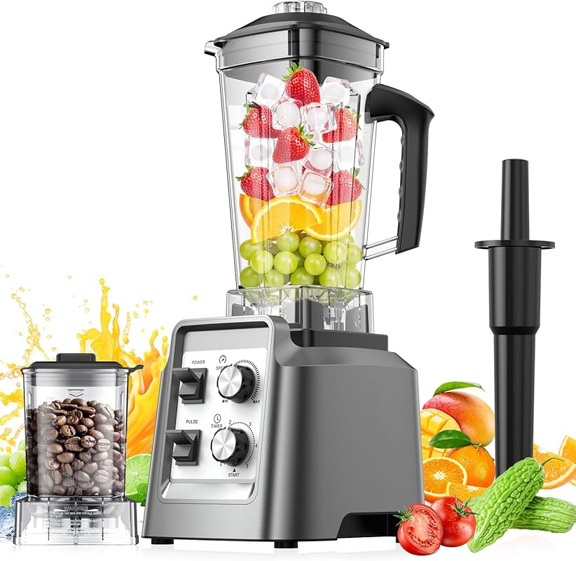 Versatile Countertop Smoothie Blender: 68oz Pitcher, 20oz Grinder, 280
